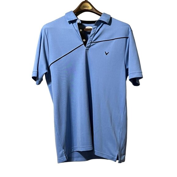 Callaway Mens Polo Shirt Blue Striped‎ Size Large Golf Performance - Picture 1 of 9